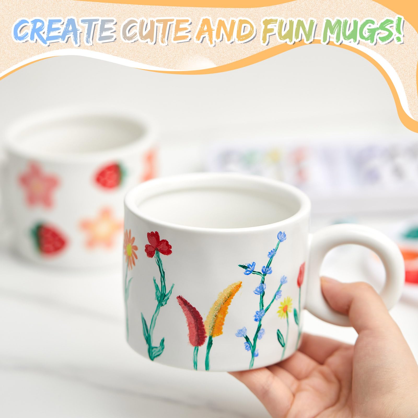 Tassen Bemalen Set - 2 Glasbecher Mit 12 Malstiften Geschenkbox