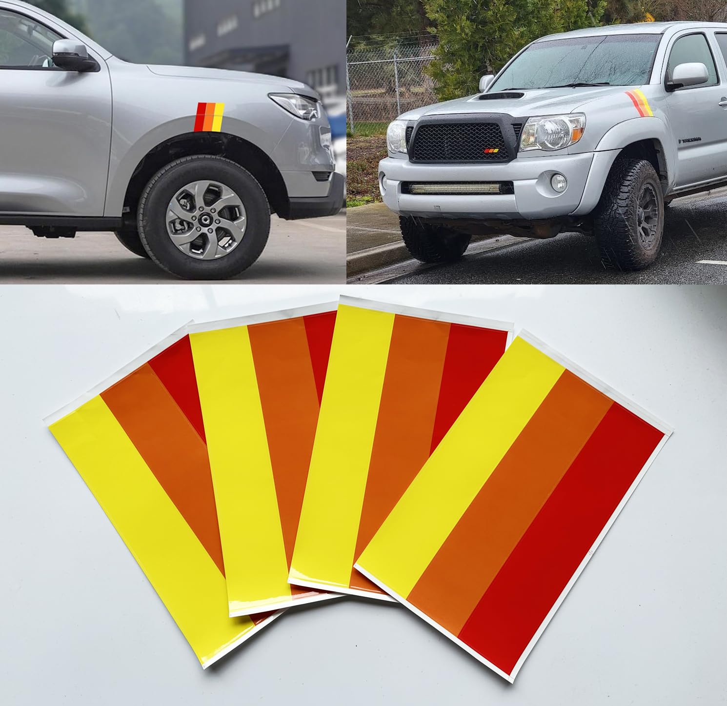Amazon.com: 4 Pcs Classic Retro Tri-Color Stripe Decal Sticker for