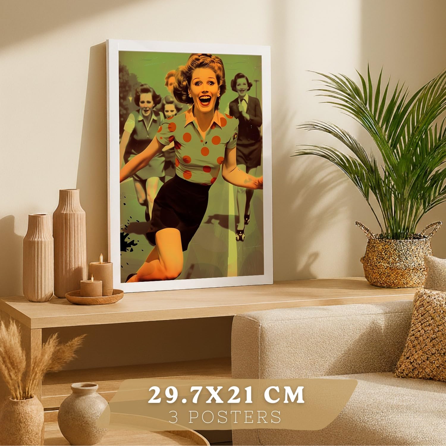 Nacnic Zestaw 3 Plakatów Ściennych Z Wizerunkiem Kobiety Pin-Up W Stylu Retro, Nowoczesny Wystrój W Stylu Vintage Do Salonu, Sypialni, Kuchni I Łazienki A3 Biała Ramka