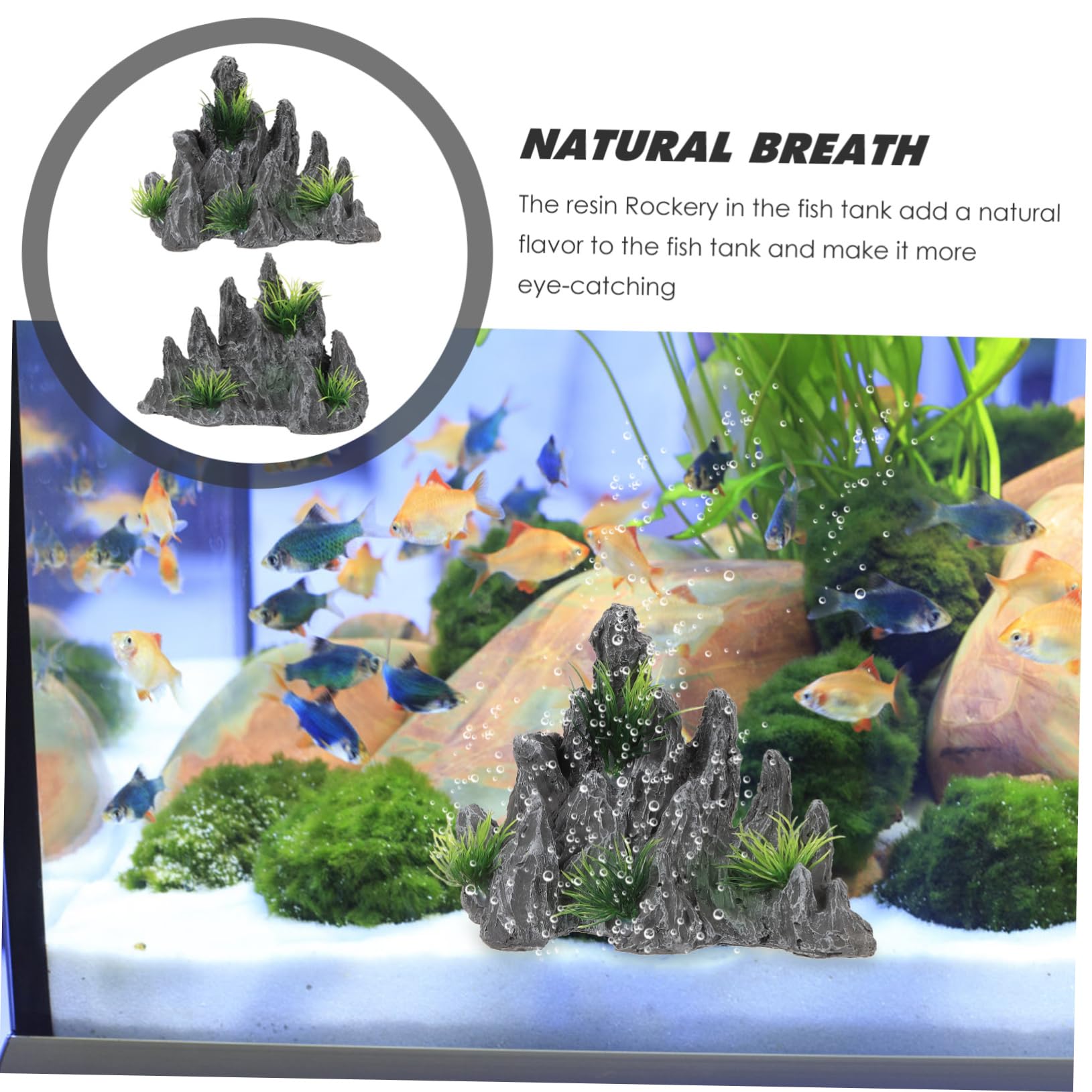 OUNONA Decoración del Paisaje del Acuario Decoración De Acuario De Peces Decoraciones De Peceras Acuarios Estatua De Rocalla Pecera Rocalla Resina 2 Piezas X 4