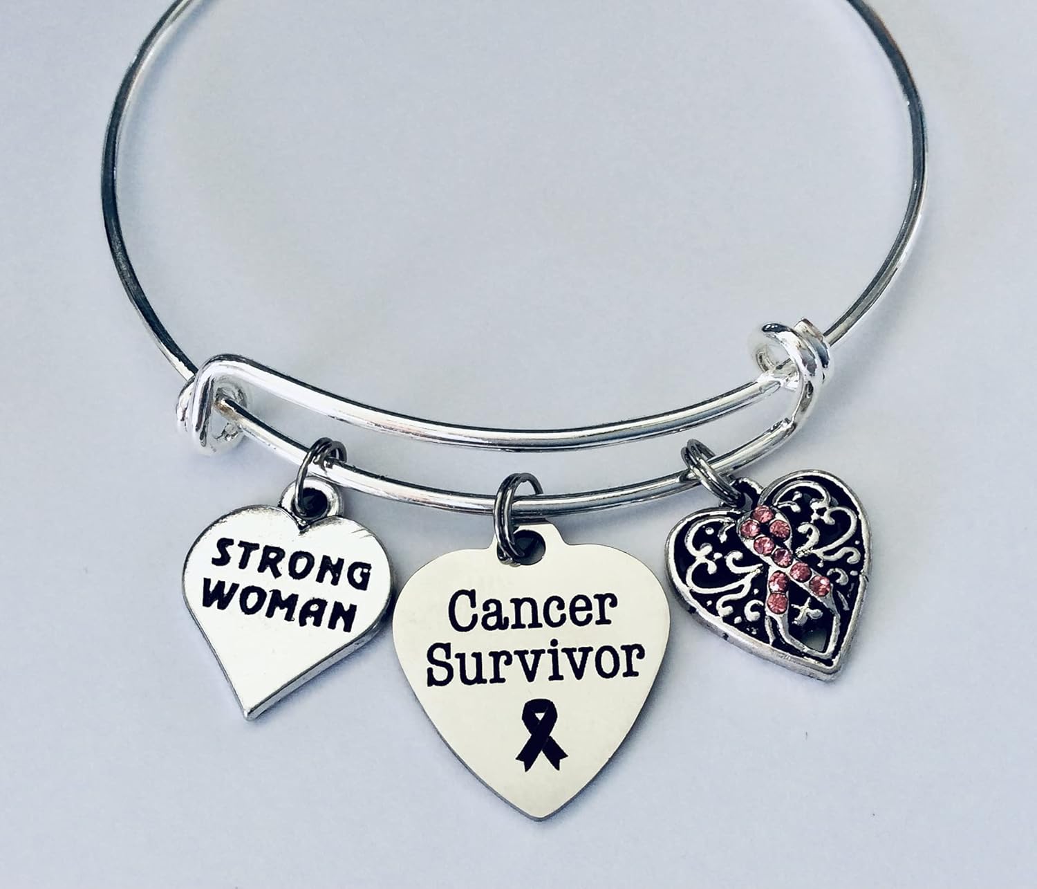 Cancer Survivor Strong Woman Pink Awareness Charm Bracelet Breast Cancer Survivor Jewelry Gift - Image 2