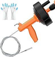 BACEYIOU 25FT Auto Feed Drain Snake Auger with Drill - Flexible Hair Clog Remover for Kitchen Bathroom Shower Sinks + Gloves