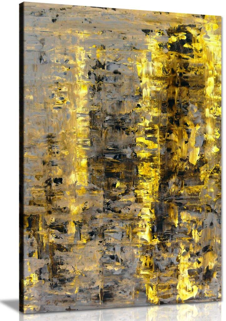 Panther Print Brown Yellow Abstract Painting Canvas Wall Art Picture Print (24X16)