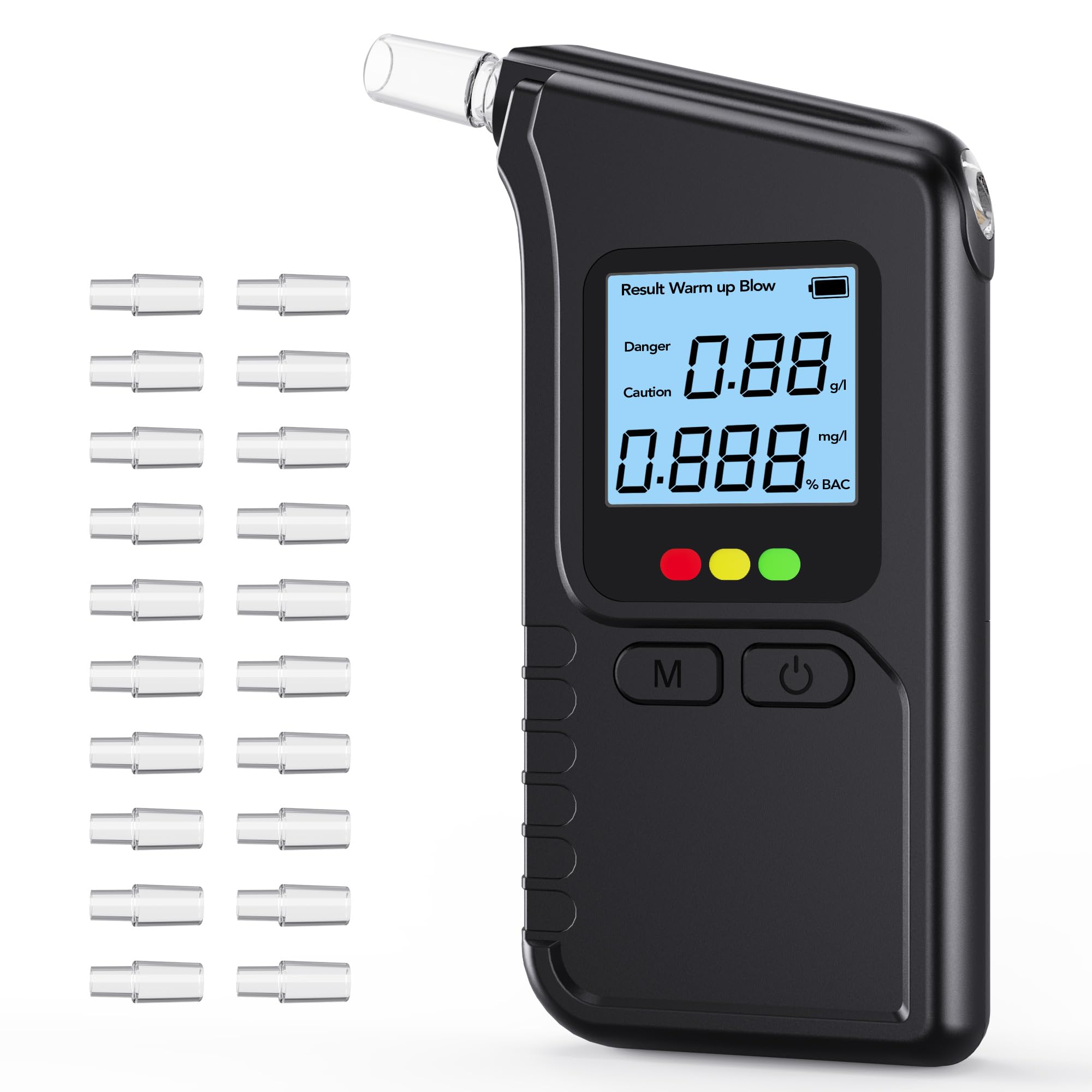 ROTTOGOON Alkoholtester mit Zwei Sensoren, Professioneller Promillemessgerät mit Digitaler LCD-Anzeige Tragbarer Alkoholmessgerät Enthält 20 Düsen für Den Persönlichen und Professionellen Gebrauc