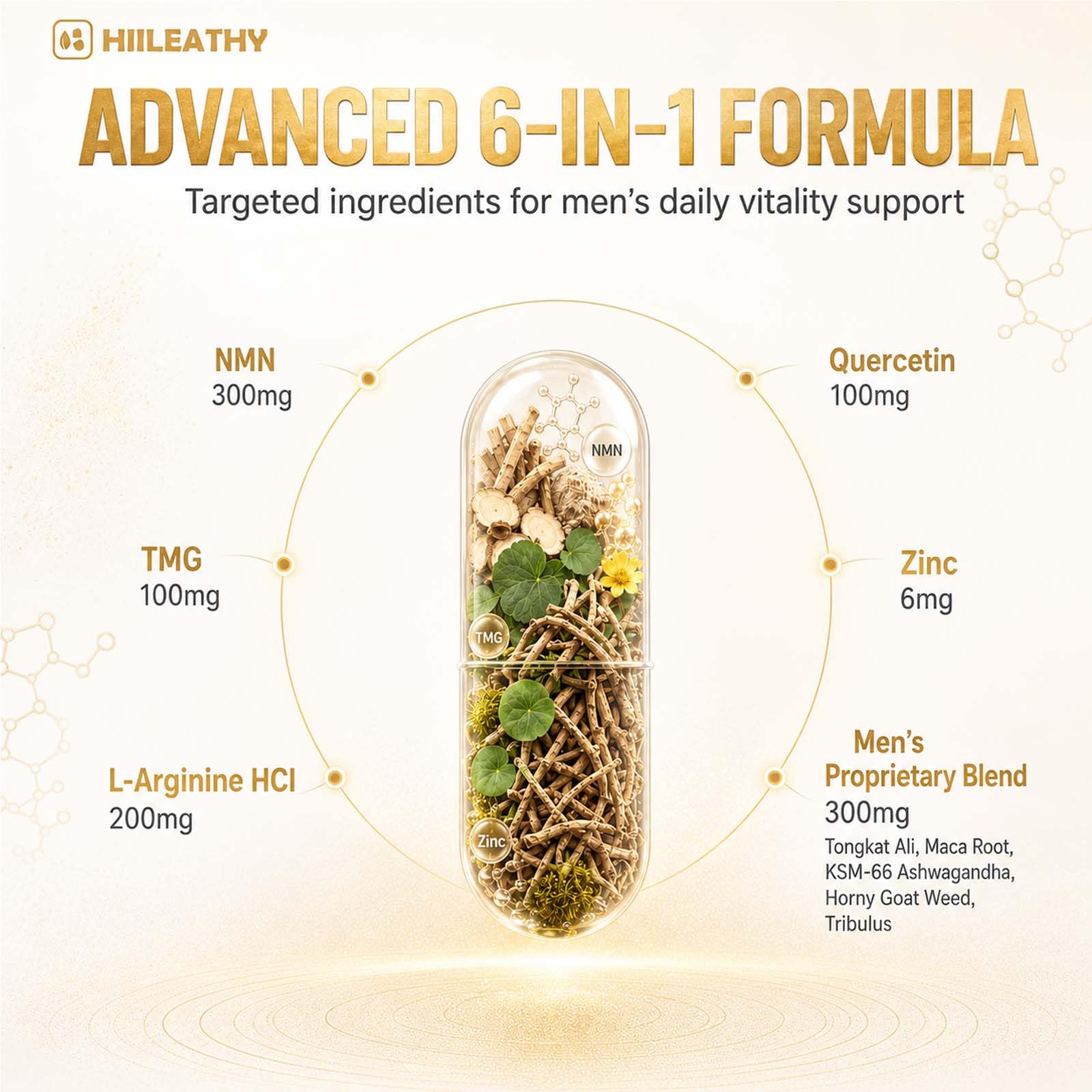 NMN Supplement, NMN for Men Women 10 in 1 Formula, Pure NMN Supplement for Energy Vitality Stamina Boost 60Capsules — Amazon image 2