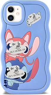 جراب موبايل بتصميم كاواي شخصية كرتونية ثلاثية الأبعاد لطيفة مصنوع من سيليكون ناعم مقاوم للصدمات مناسب للبنات والأولاد والنساء والمراهقين لموبايل آيفون 11 (6.1 بوصة)، لون أزرق