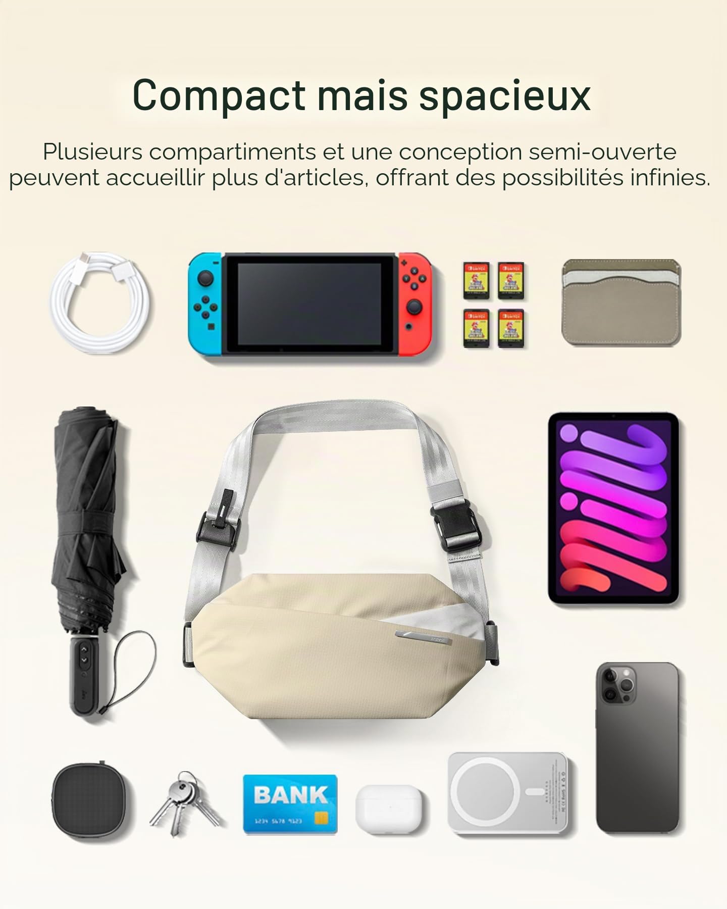 Inateck Sacs Banane Ville Hommes et Femmes avec bandoulière réglable, Sacoche Ceinture Polyvalent pour Voyage, Randonnée, Cyclisme, Travail, Sport