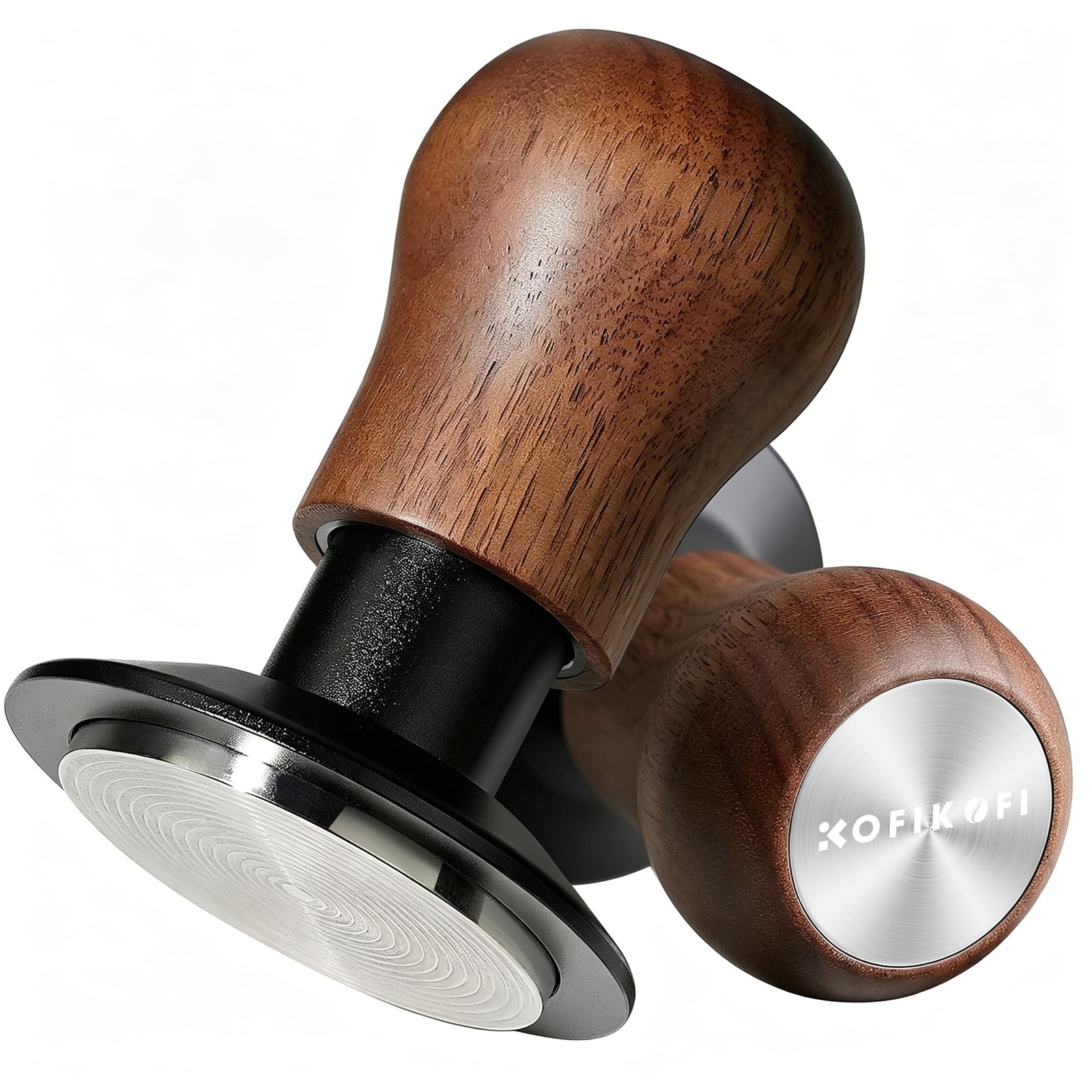 KOFIKOFI 51 mm Coffee Tamper with Base Ripple, 3 Springs, 30 lbs Contact Pressure Espresso Tamper 304 Stainless Steel Coffee Tamper with Sound Feedback, Espresso Accessories for Cafés and Coffee