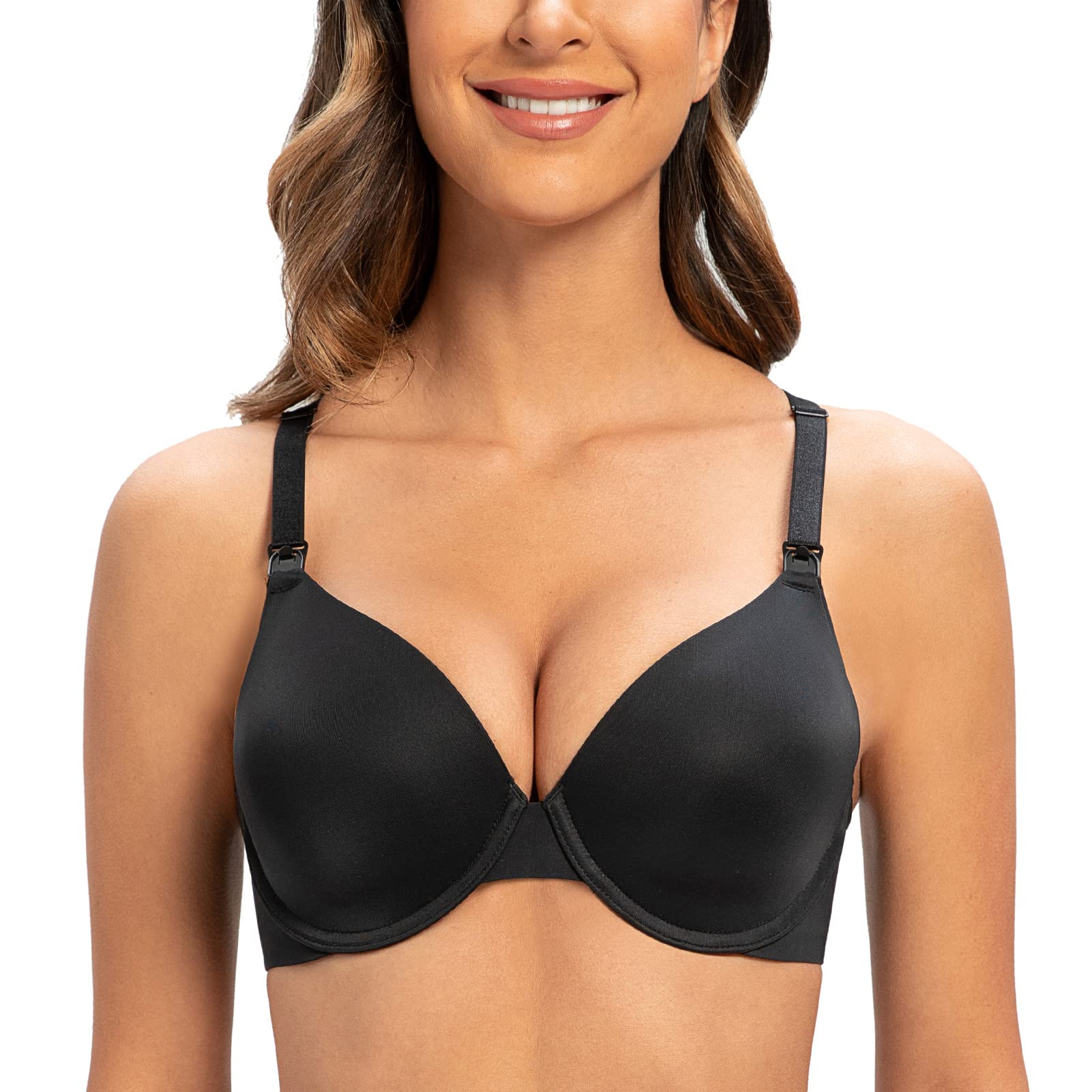 MELENECA Donna Reggiseno Imbottito con Ferretto Contenitivo Criss Cross da Allattamento Schwarz 70I(32H)