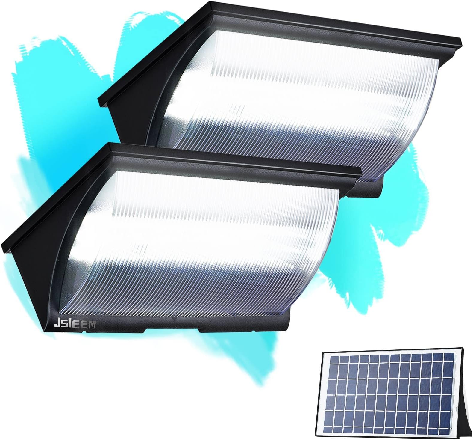 Solar Flood Lights Outdoor Solar Powered Lights Security Solar Dusk to Dawn Lighting with Motion Sensor 1200LM Jsieem 2 Pack Black