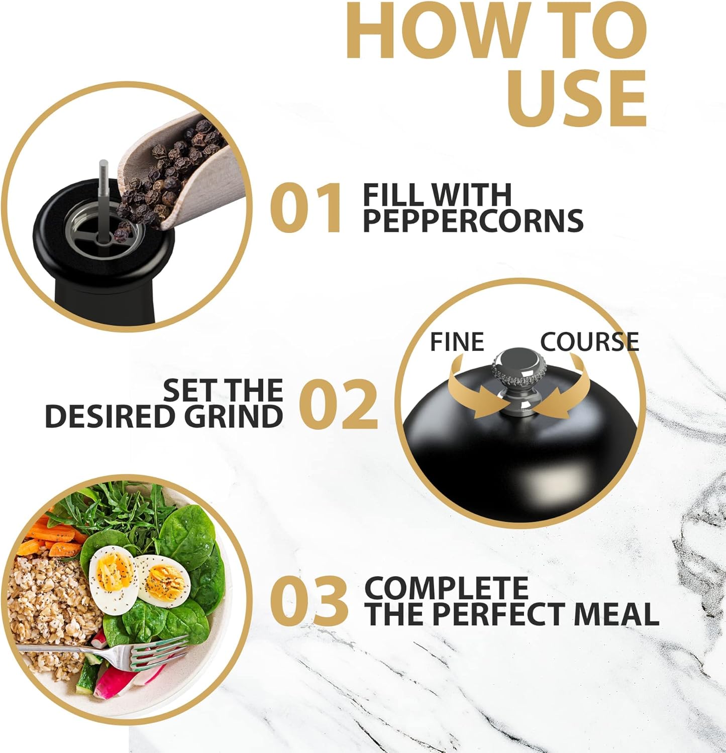 17 inch Large Pepper Mill - Refillable - Adjustable Grind - Precision Carbon Steel Mechanism