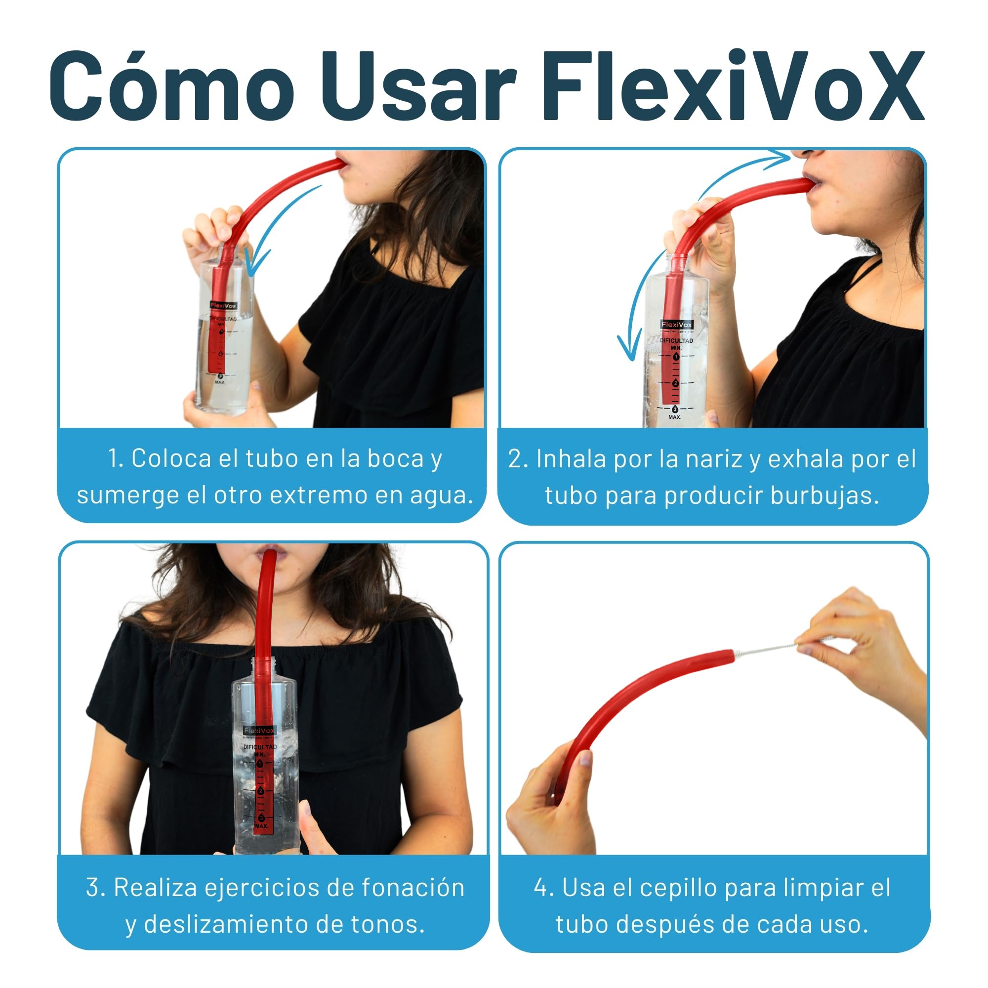 FlexiVox Training Vocale Con Metodo Lax Vox - Kit Completo Con Tubo, Ebook E Accessori (Rosso) - Foto 2