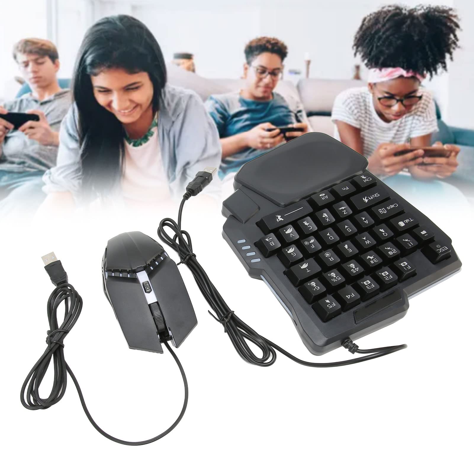 Pacchetto Combinato Gioco Mobile 4 in 1 Tastiera da Gioco Mouse Combo Gamepad Controller Set Tastiera e Mouse Kit e Convertitore K13 con Supporto