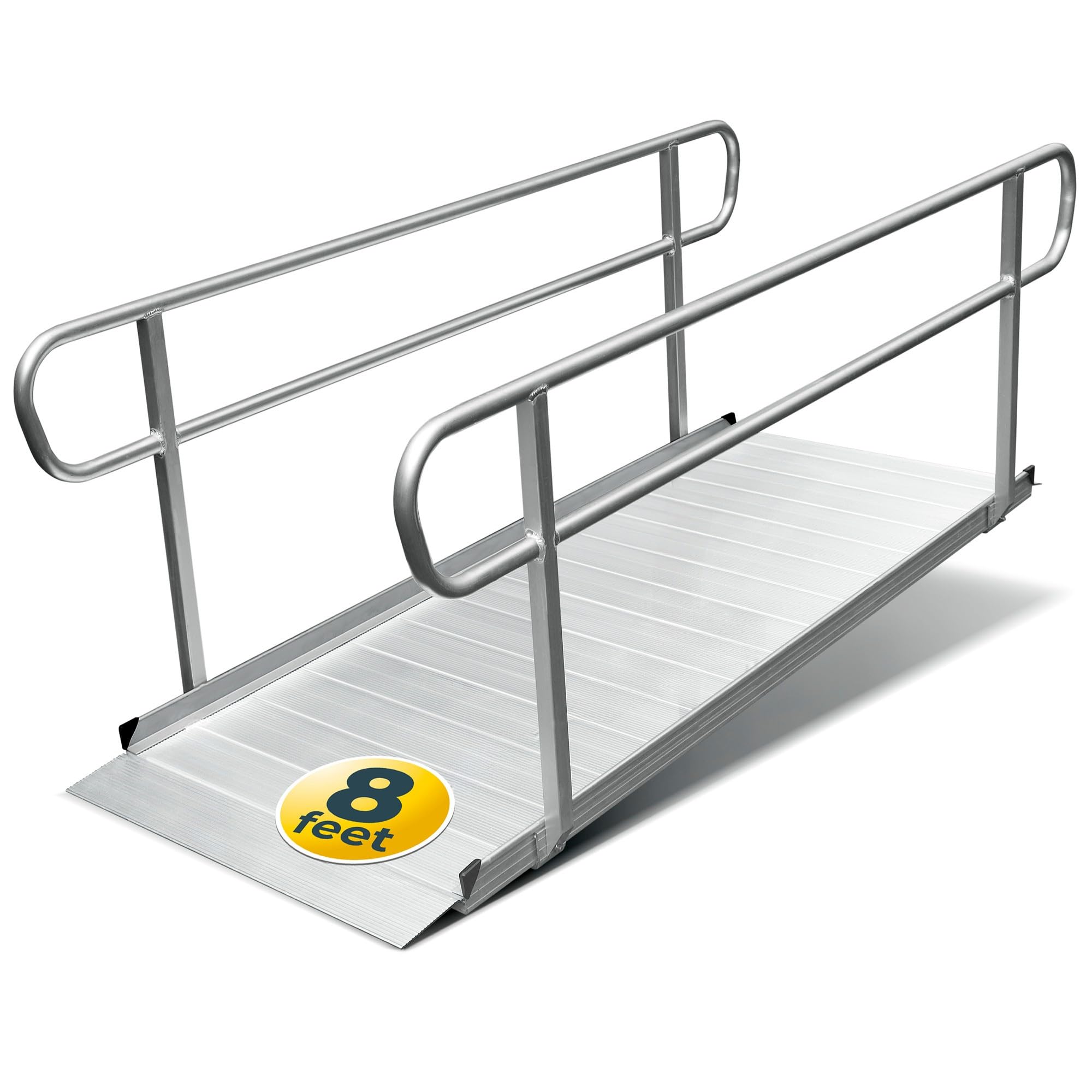 Photo 1 of MAASTERS 8 Foot Handicap Ramp with Handrails - Loading Capacity 850 lb - for Wheelchairs, Scooters, Walkers - Non-Slip Surface
