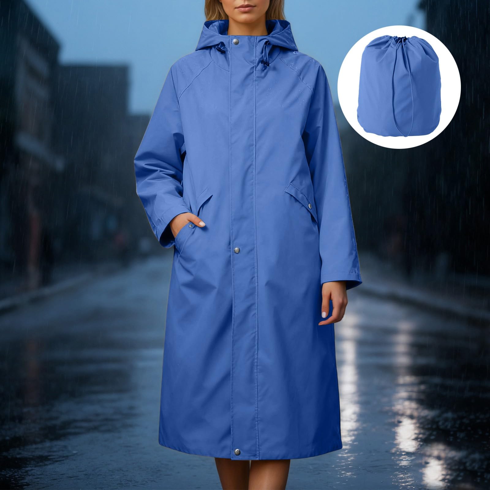 Generisch Cappotto impermeabile da uomo e donna, impermeabile, traspirante, parka impermeabile, per attività all'aperto, giacca a vento lungo, trench, giacca impermeabile ripiegabile, giacca softshell