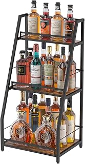 3-Tier Trapezoid Liquor Stand for Home Bar, Stepped Wine Rack Freestanding Floor for Liquor Whiskey Wine, Versatile Corner...