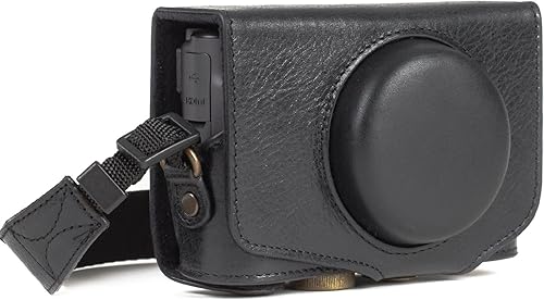 MegaGear MG1176 Canon PowerShot SX740 HS, SX730 HS Ever Ready Funda De Cuero Genuino Con Correa - Negro