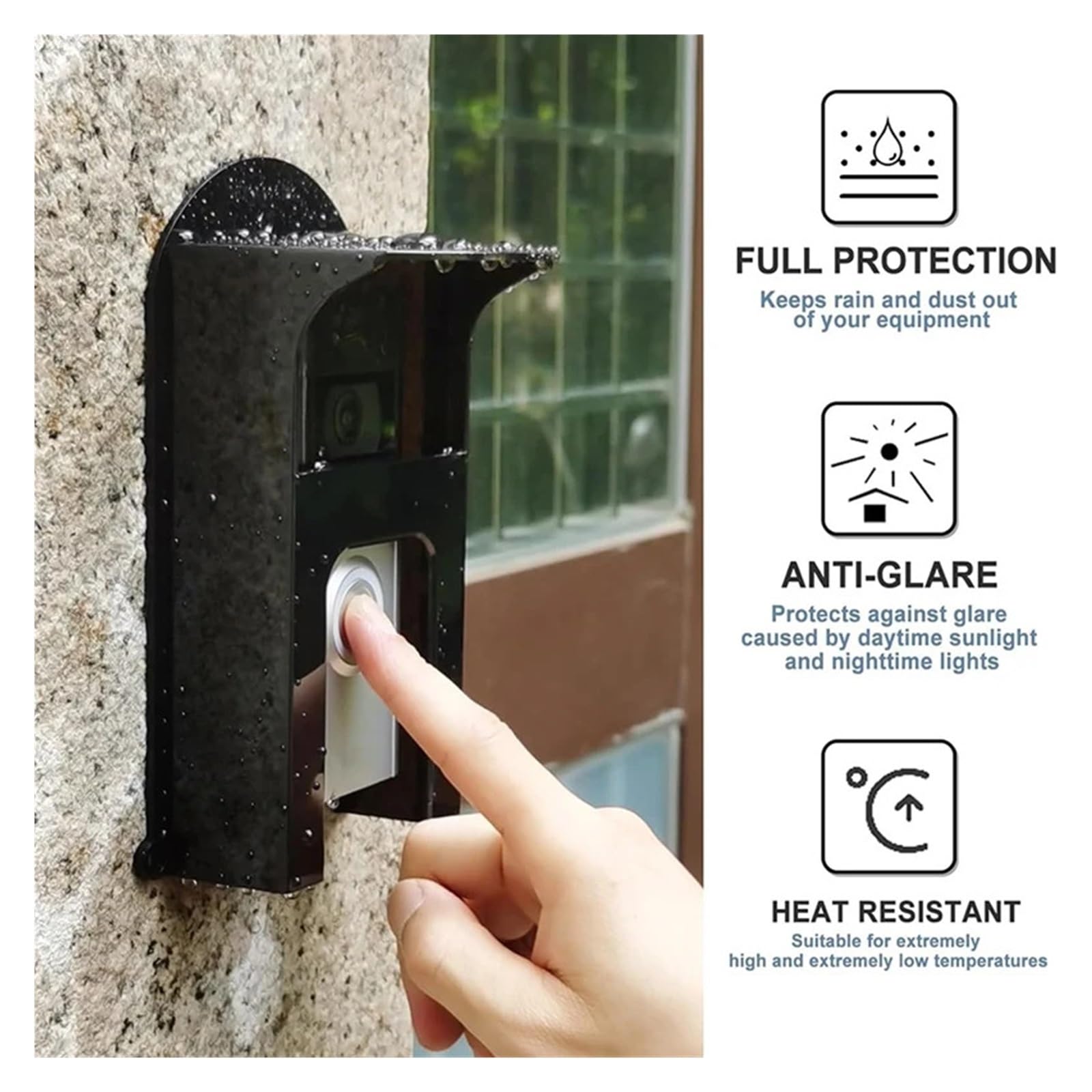 Housse de protection imperméable en plastique noir for sonnette vidéo