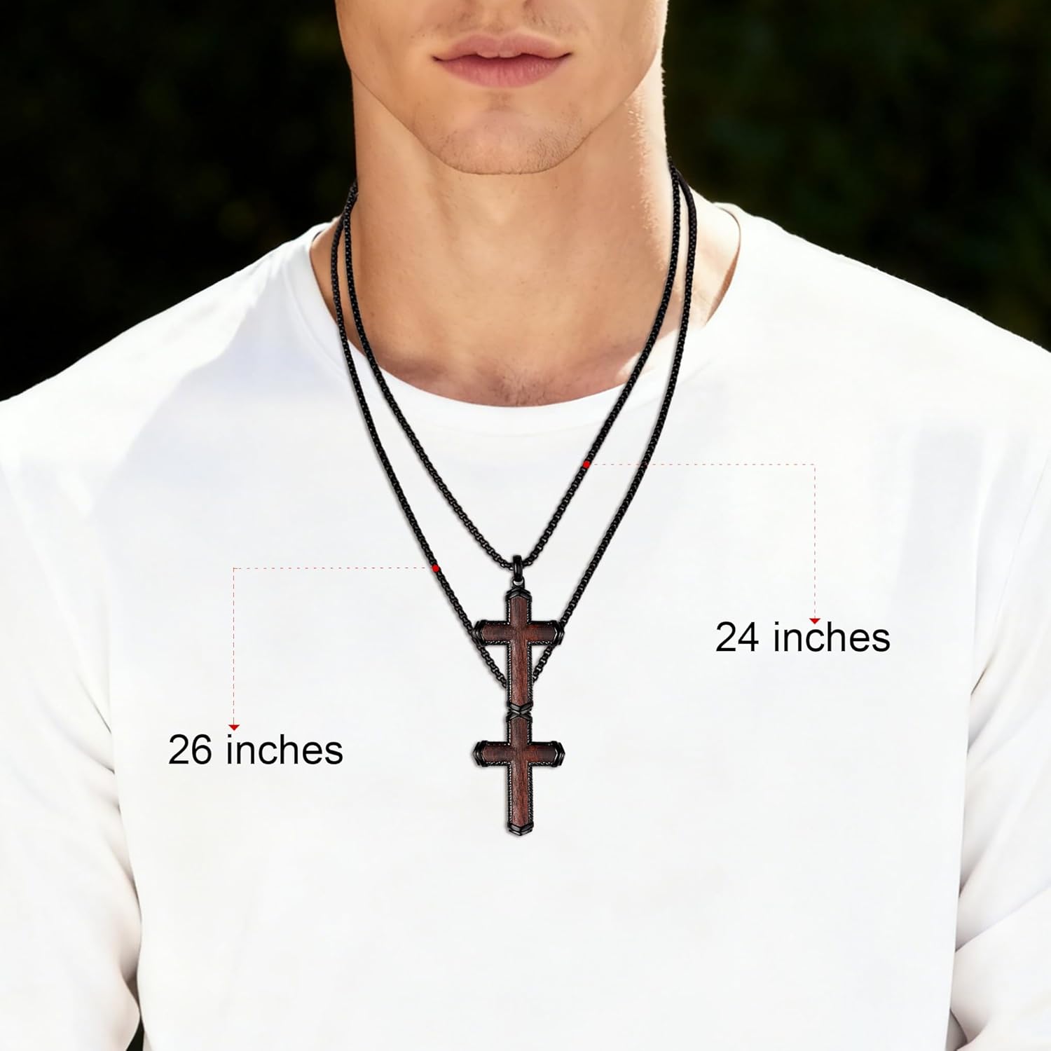 Wooden Cross Necklace for Men Waterproof and Sweat-proof Mens Cross Necklaces With Adjustable Chain Christian Jewelry Gift for Men
