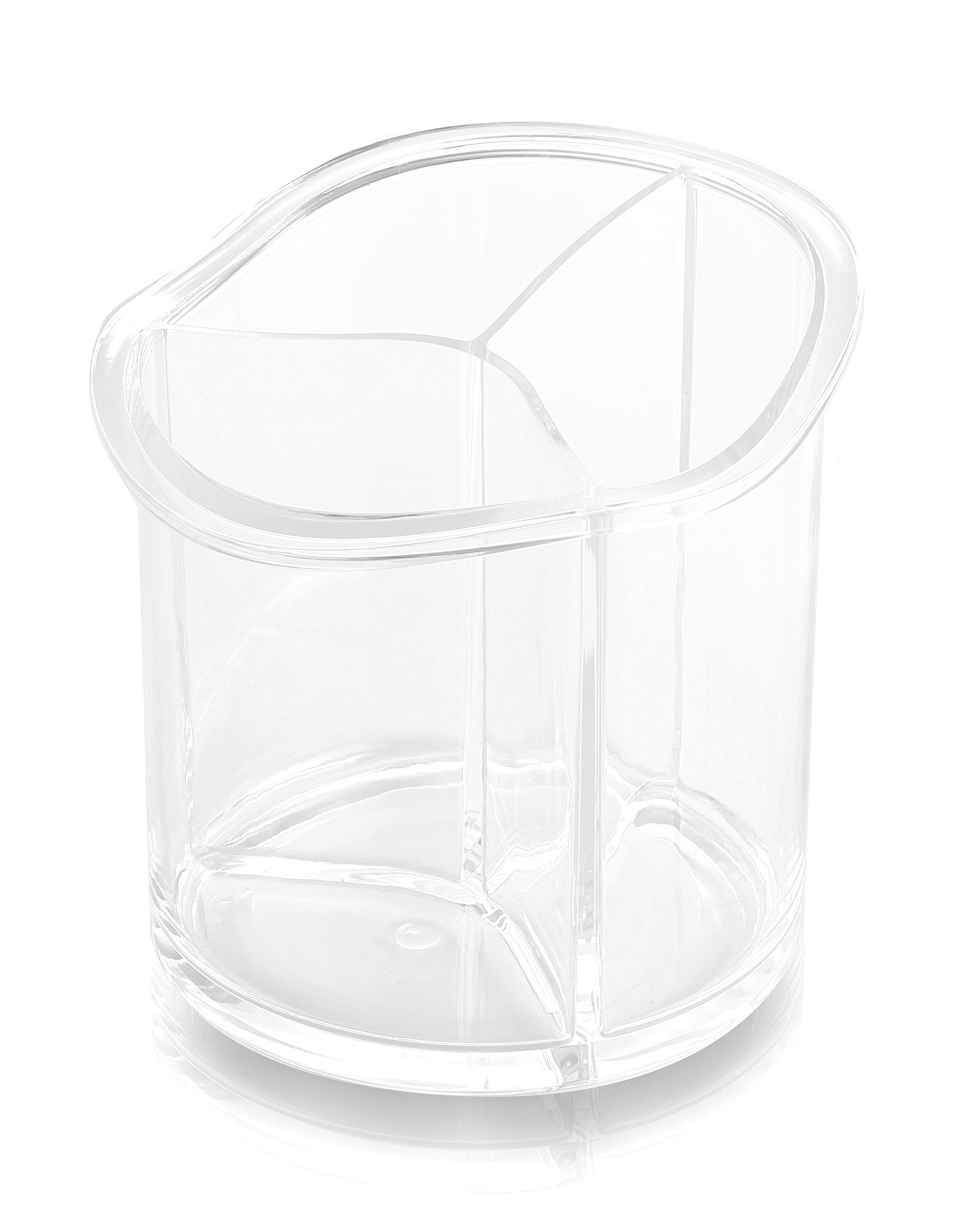 BINO The Triad' 3 Compartment Acrylic Makeup and Jewelry Organizer, Clear and Transparent Cosmetic Beauty Vanity Holder Storage, Clear