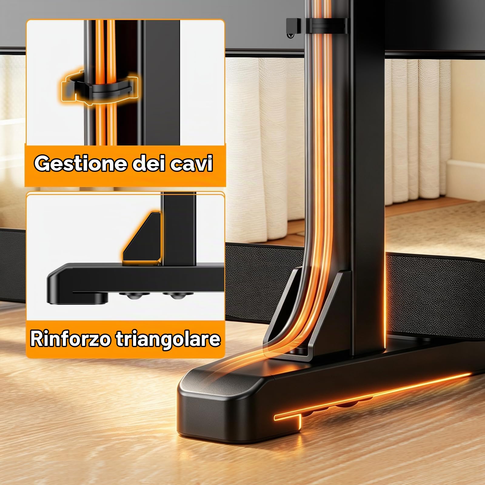 Hemudu Supporto Piedistallo TV per Televisori da 22-75 pollici LED OLED TV | Supporto TV da Tavolo Altezza Regolabile fino a 50kg, MAX VESA 400x400mm, HT12B-001E