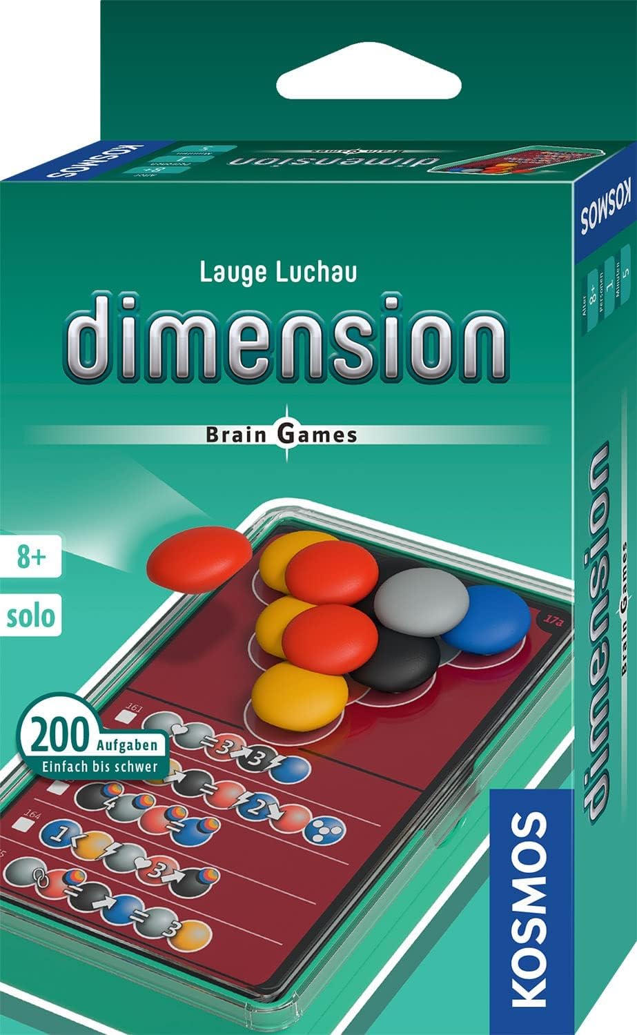 KOSMOS 683306 Dimension - Brain Games, Geschicklichkeitsspiel, Solo-Spiel ab 8 Jahren, Gehirn-Jogging mit 200 Aufgaben, praktisch für unterwegs, Braint Teaser für Knobel-Fans