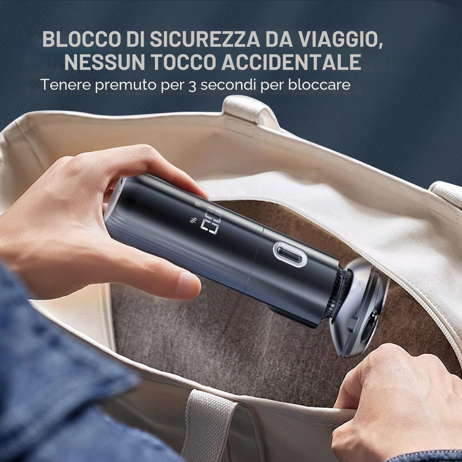 Rasoio elettrico da uomo rasoio elettrico - rasoio da uomo elettrico 3D a secco con testine di rasatura magnetiche IPX7 con blocco da viaggio rasoio bagnato e asciutto