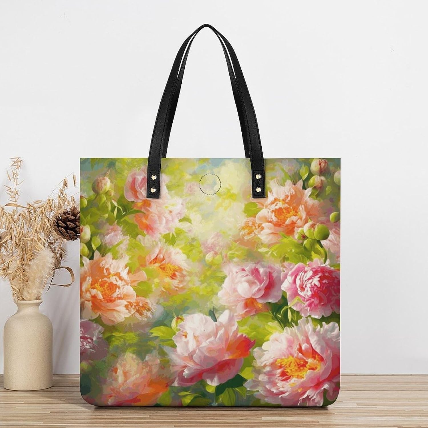 Bright Peonies Handbags Large Capacity, Tote Bag Stylish Slouchy, Shoulder Bags for Work Beach Travel And Shopping Grocery.