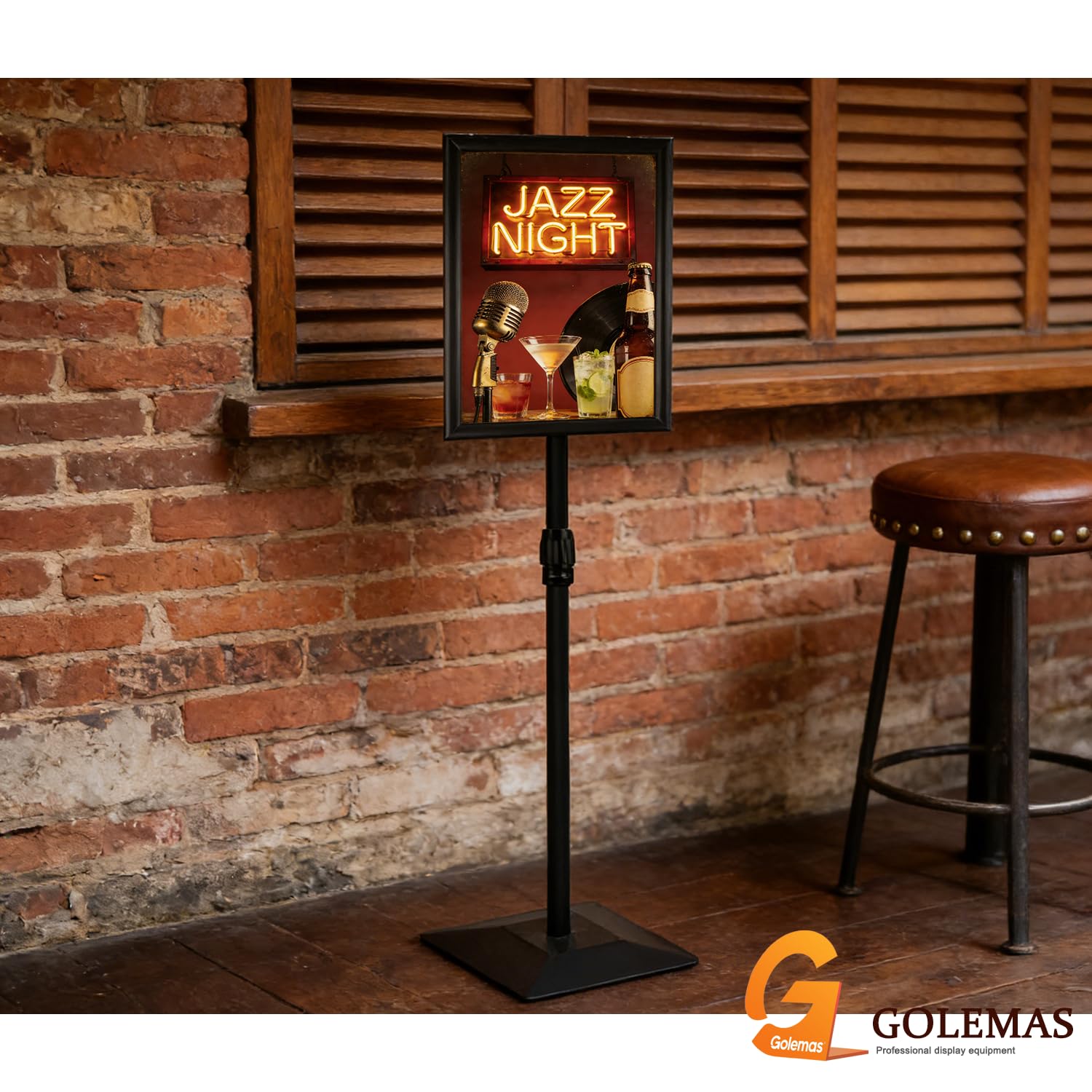 Soporte ajustable para carteles, con base de hierro mejorada, soporte de señalización de piso de pedestal para publicidad en exteriores o interiores (11 x 17 pulgadas, negro, paquete de 3)