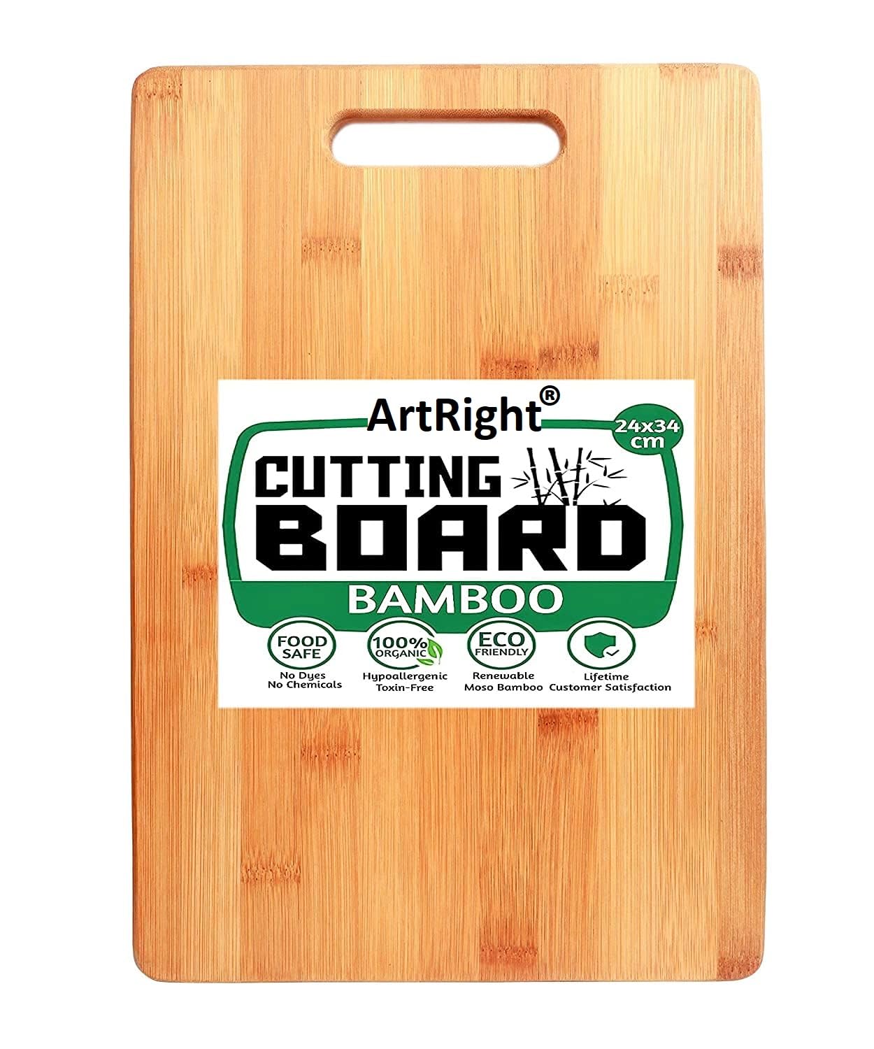 ArtRight Large Natural Bamboo Wood Chopping Cutting Board for Kitchen Vegetables, Fruits & Cheese, BPA Free, Eco-Friendly, Anti-Microbial (34 x 24cm) ArtRight Large Natural Bamboo Wood Chopping Cutting Board for Kitchen Vegetables, Fruits & Cheese, BPA Free, Eco-Friendly, Anti-Microbial (34 x 24cm)