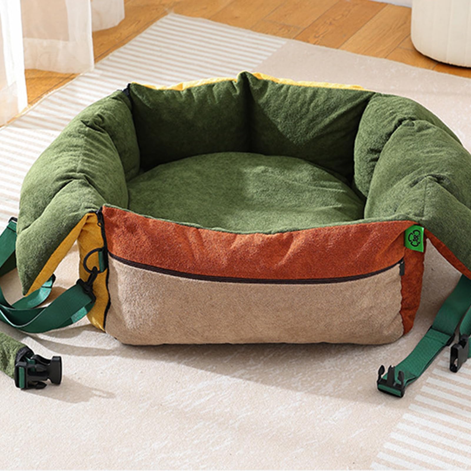 Asiento de Coche para Perros Con Bolsillos y Cinturón de Seguridad Cama | Bolso Para Perros Para Viaje SUV Excursión Por Carretera Desplazamiento Diario