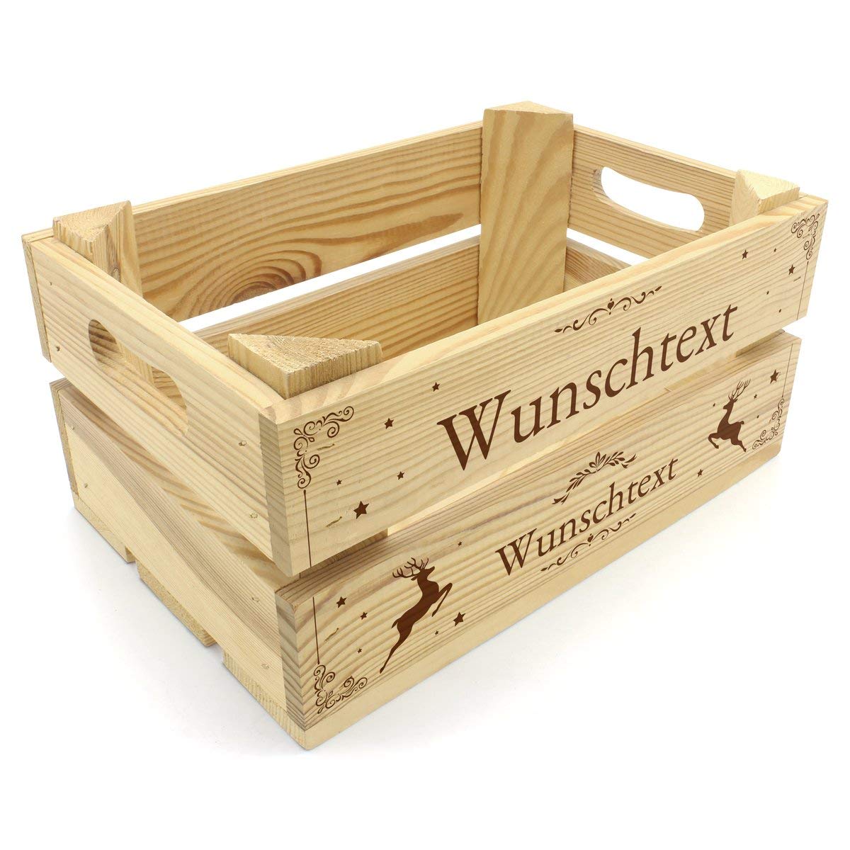 printplanet® - Holzkiste mit Name selbst gestalten - Holzkiste mit Text oder Wunschnamen Personalisieren und Bedrucken - Motiv : Weihnachten