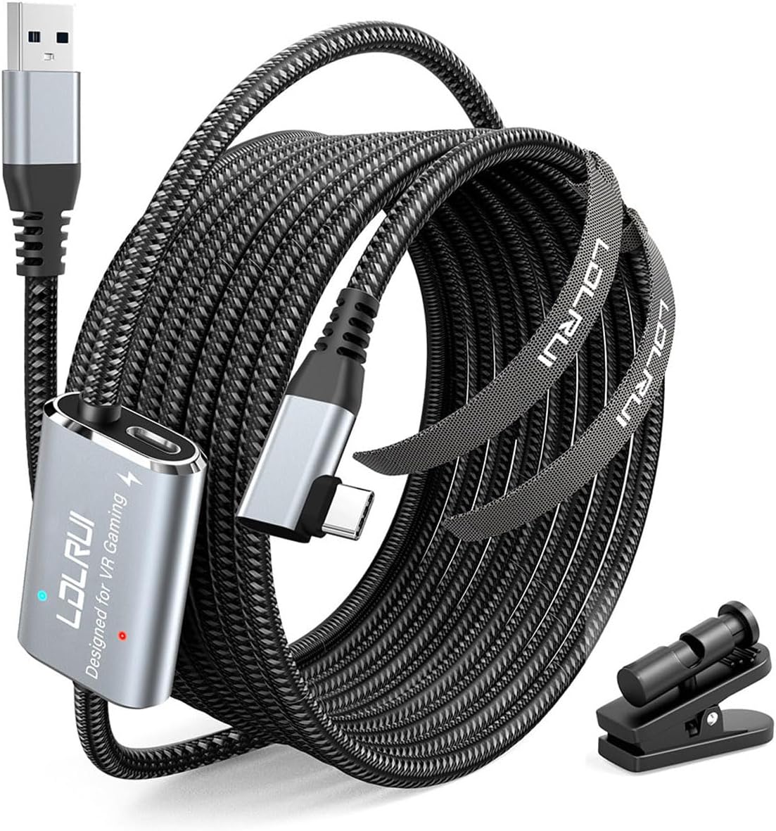 LDLrui Link Cable 16FT with 45W Charging & 5Gbps,Braided USB3.0 to USB C Charger Cord for Meta Quest 3S/Oculus Quest 3.Quest 2/Pro/Pico4 and PC/Steam VR,VR Headset Accessories,with Fixed Clip LDLrui Link Cable 16FT with 45W Charging & 5Gbps,Braided USB3.0 to USB C Charger Cord for Meta Quest 3S/Oculus Quest 3.Quest 2/Pro/Pico4 and PC/Steam VR,VR Headset Accessories,with Fixed Clip