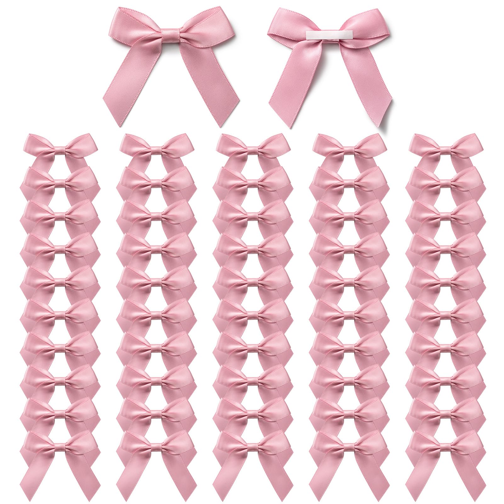 MORSUNBELA Rosa Schleifen Deko Hochzeit Kleine Geschenkschleifen Selbstklebend Schleife für Valentinstag Weihnachten Geburtstag Kommunion 50 Stück,Altrosa