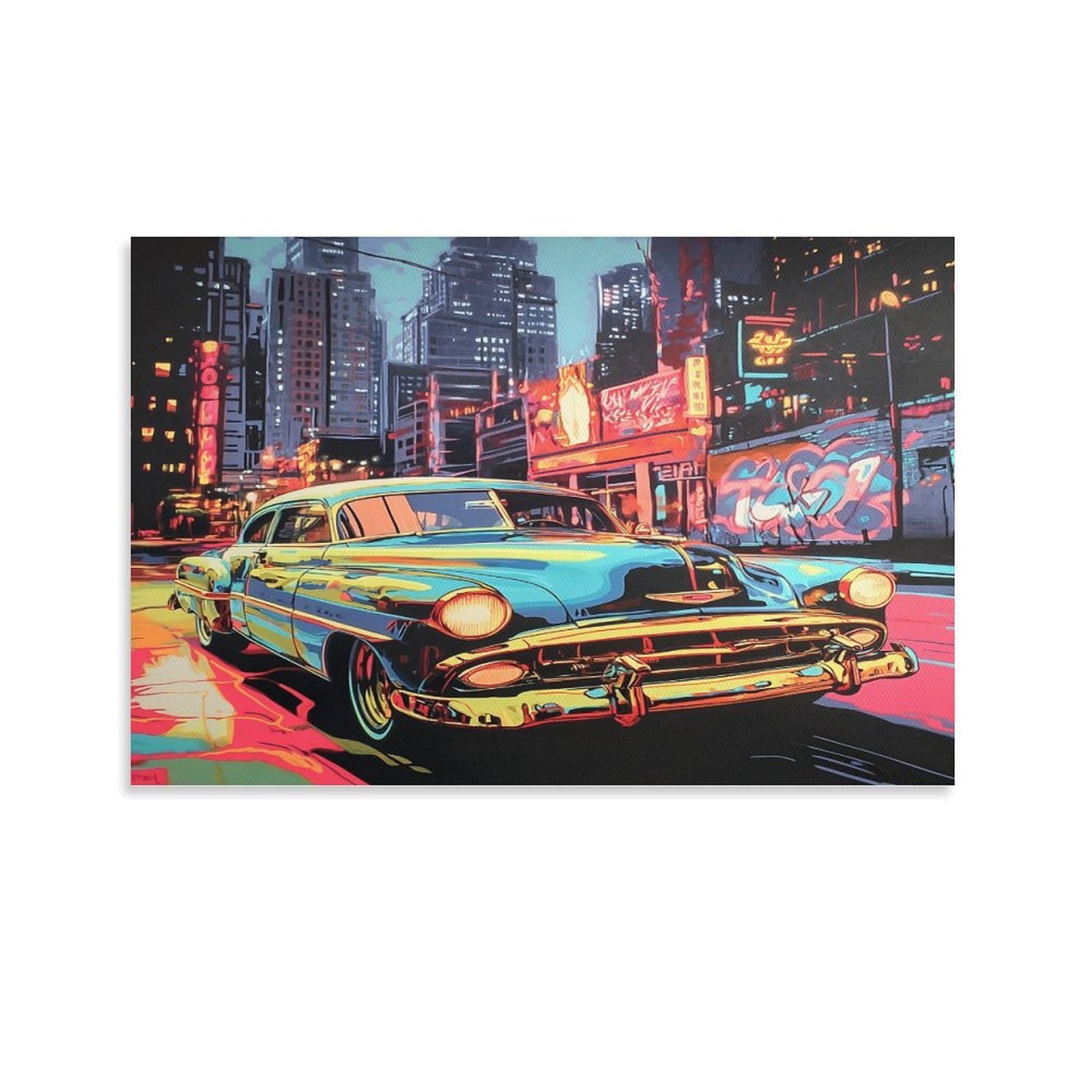 CPLVKWRQJ Vintagecarcity Individual Poparturbanstyle Canvas Wall Art - Office Canvas Print Fade Resistant Wall Focal Art Ready to Hang 16x24inch(40x60cm)