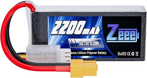 Zeee 2S 2200mAh Shorty Lipo Batería 7.4V 50C RC Batería con conector XT60 Paquete suave para 116 Slash RC Car RC Truck RC Helicóptero Avión