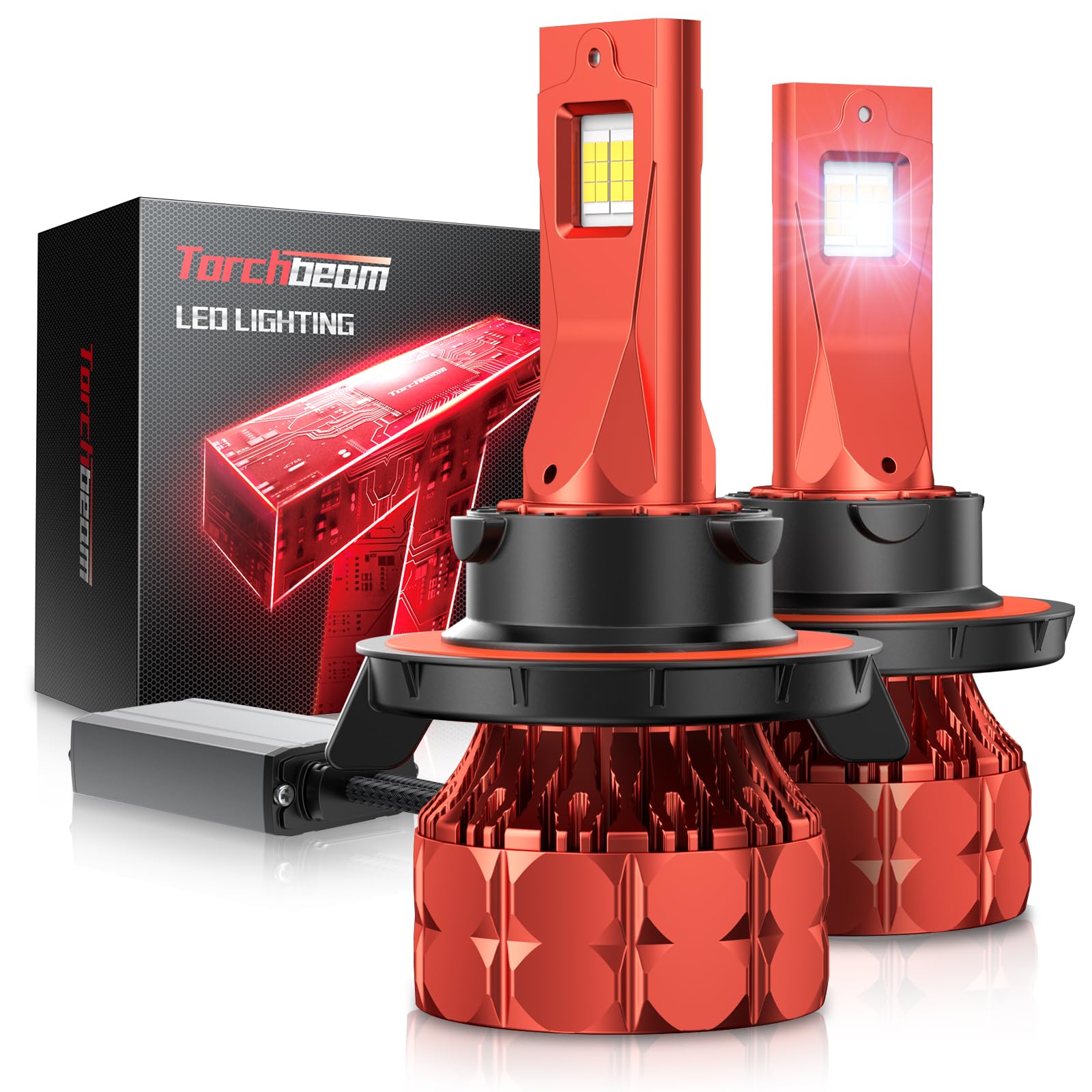 Torchbeam H-13 65000LM LED Auto Bulb Kit, 6500K, Anti-Glare Beam, Plug &amp; Play Installation, Pack of 2