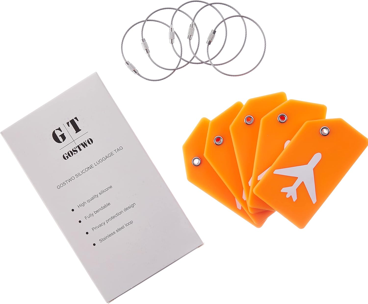 5 Pack Silicone Luggage Tag Baggage Handbag School Bag Suitcase Instrument Tag Label by Gostwo（Orange） : Clothing, Shoes & Jewelry