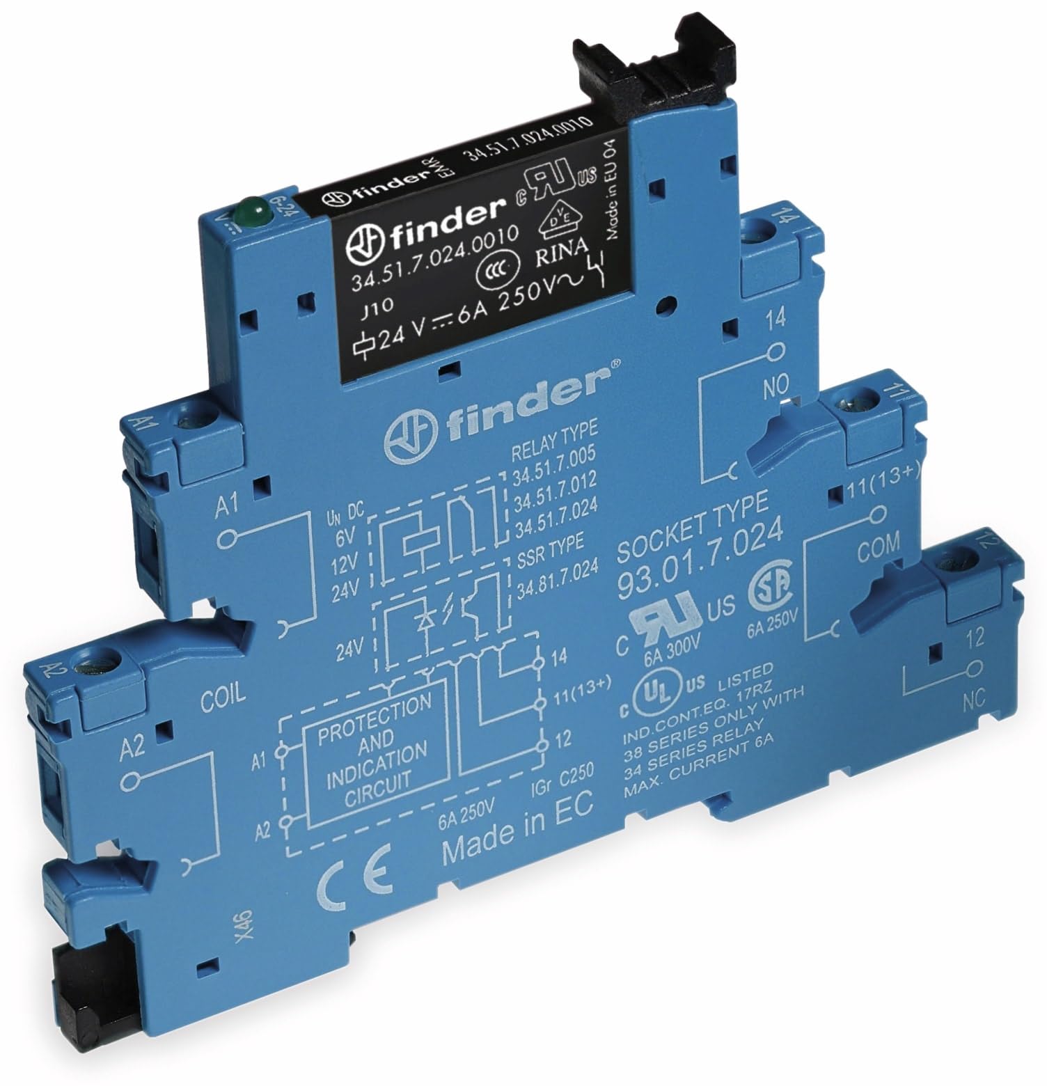 Finder, módulo de relé de interfaz de 24 V CA/CC SPDT, terminal de tornillo, carril DIN