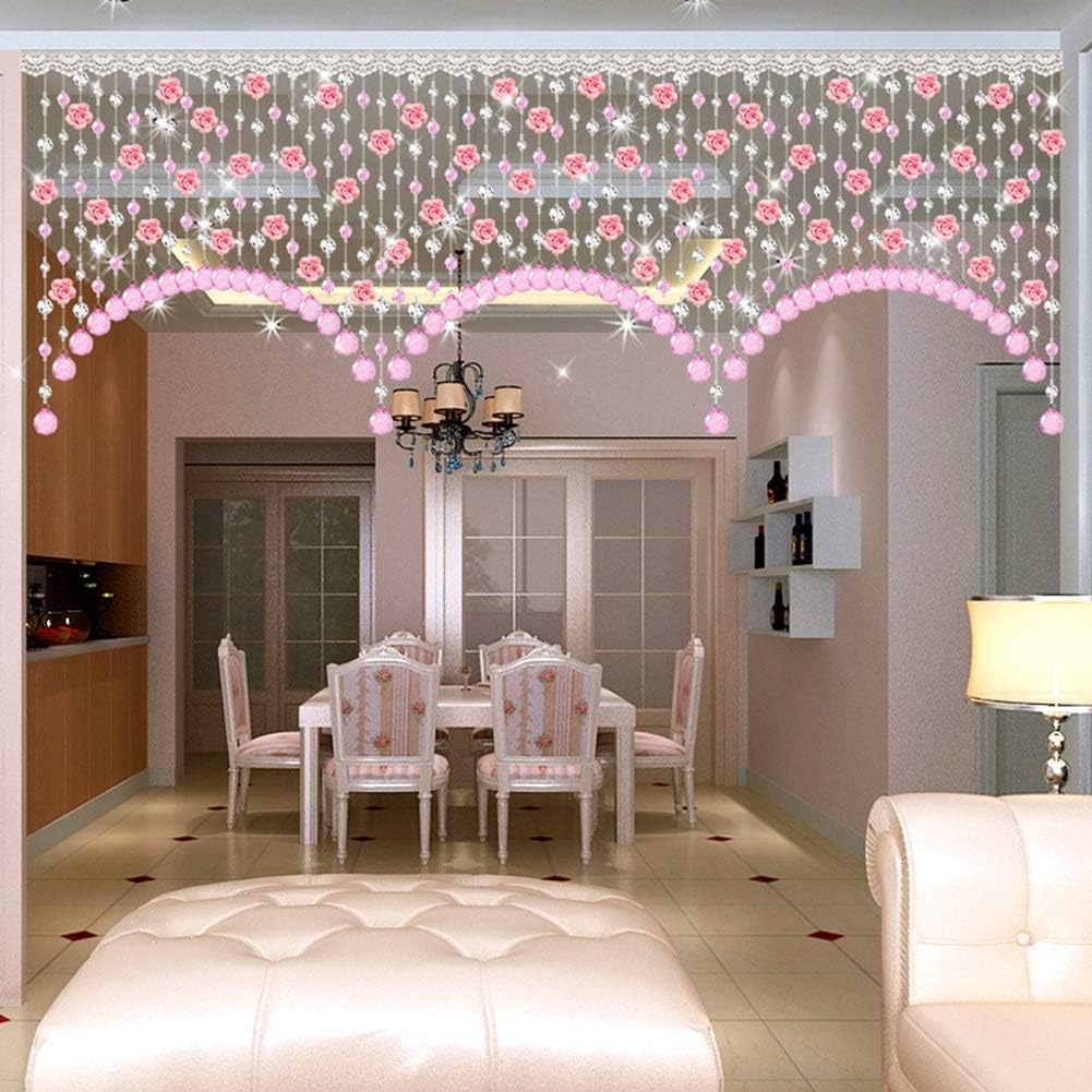 OKUOKA Beaded Door Curtains for Doorways Crystals Bead String Curtain for Room Dividers Home Aisle Décor Modern Style -25/35/45/55 Strands - 2 Colors Optional