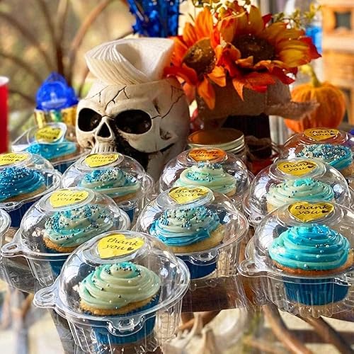 Miniatura 2 de GOTOTOP Soporte individual para cupcakes, 400 unidades individuales individuales de plástico transparente para cupcakes, cajas con tapa para