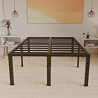 Vista 93 de Base de cama tamaño Queen de 12 pulgadas, no necesita somier, base de colchón de plataforma de metal resistente con listones de acero