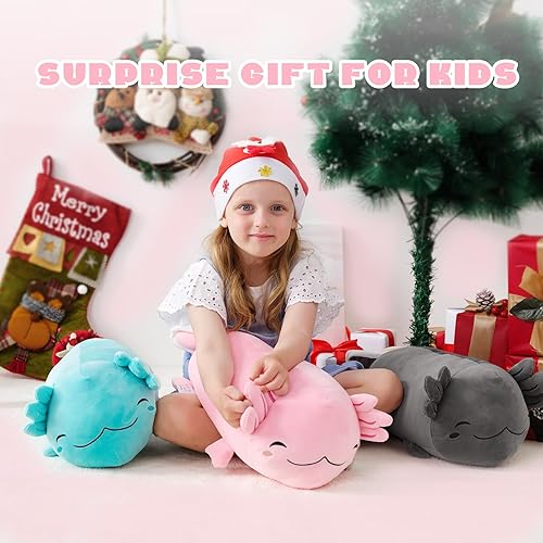 Miniatura 7 de Axolotl - Peluche de animal de peluche suave de 19 pulgadas, linda almohada de felpa de ajolote kawaii, regalo para niños y niñas, cumpleaños,