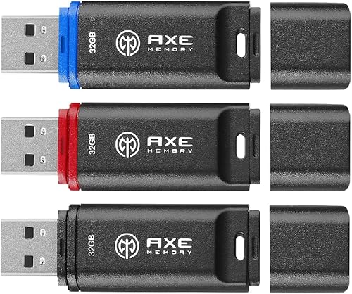 Miniatura 6 de AXE MEMORY Paquete de 3 unidades flash USB 2.0 3X de 32 GB en negro mate