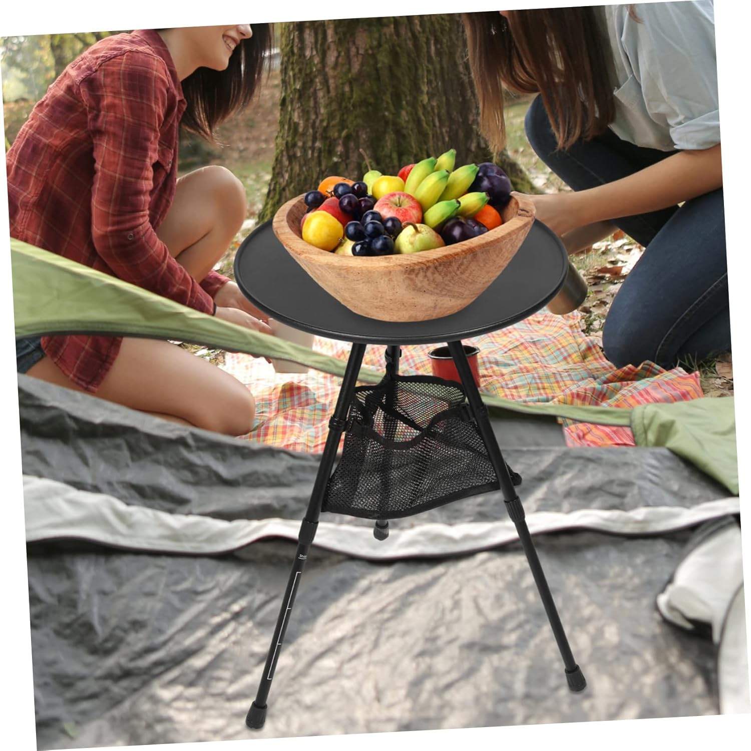Camping Side Table Aluminum Alloy Portable Round Design Camping Table Compact Storage