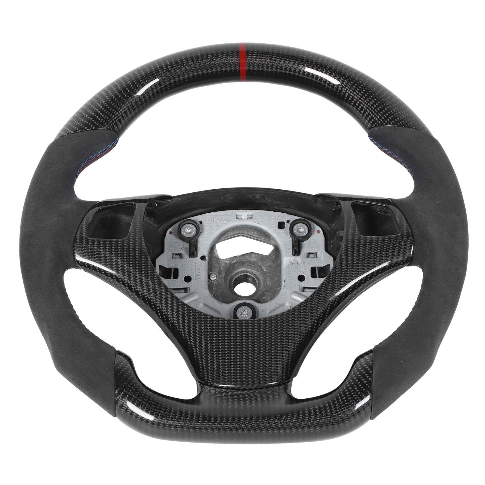 Zamszowa Kierownica z Włókna Węglowego z Czerwonym Paskiem Pasuje do Serii 3 E90 E92 E E82 E88 2006-2013 do Serii Feel Ulepszenie Układu Kierowniczego Sedan Ergonomia Włókna Węglowego
