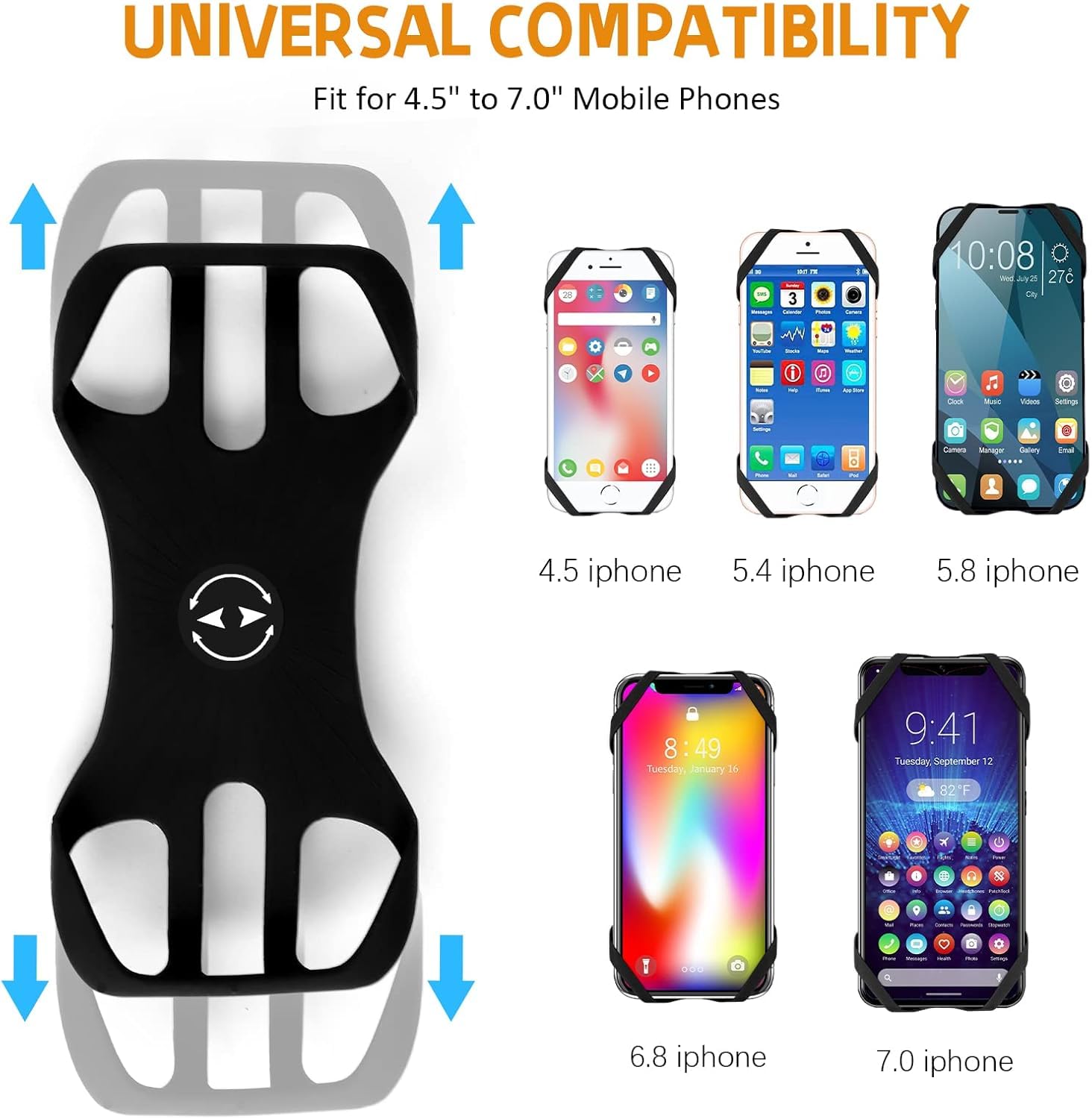Porta Cellulare Bici, Universale Supporto Smartphone per Bici 360° Rotabile, Staccabile Telefono Porta per MTB Moto Bicicletta Compatibile con iPhone 17/16/15/14, Smartphone 4.5"-7.0" (Nero-4)