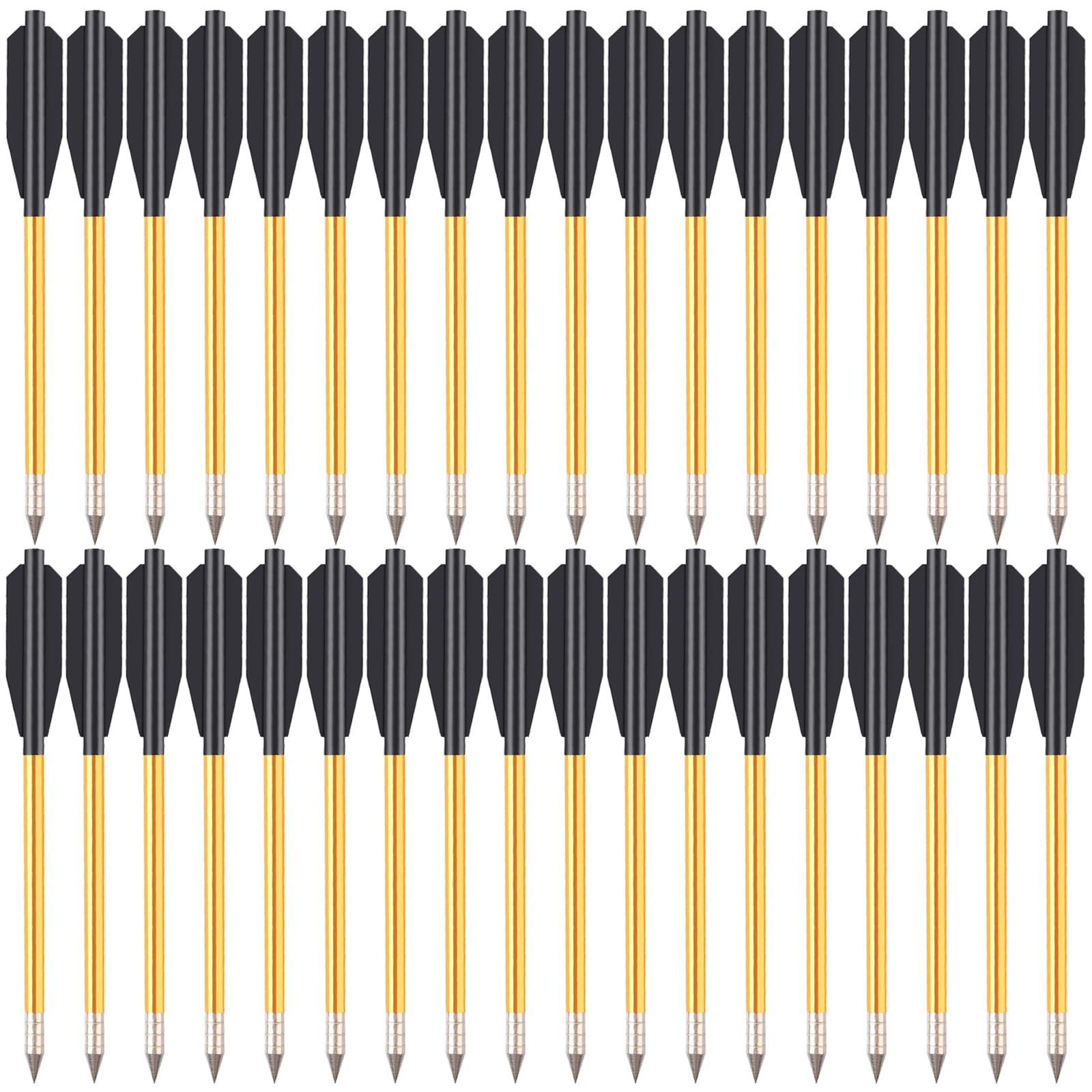 WANVZMR Mini Crossbow Bolts, 6.3" Crossbow Arrows, Aluminium Crossbow Bolts Arrows for 50-80lbs Pistol Crossbow Precision Target, Great for Practicing Shooting Target Hunting Archery (36pcs gold)