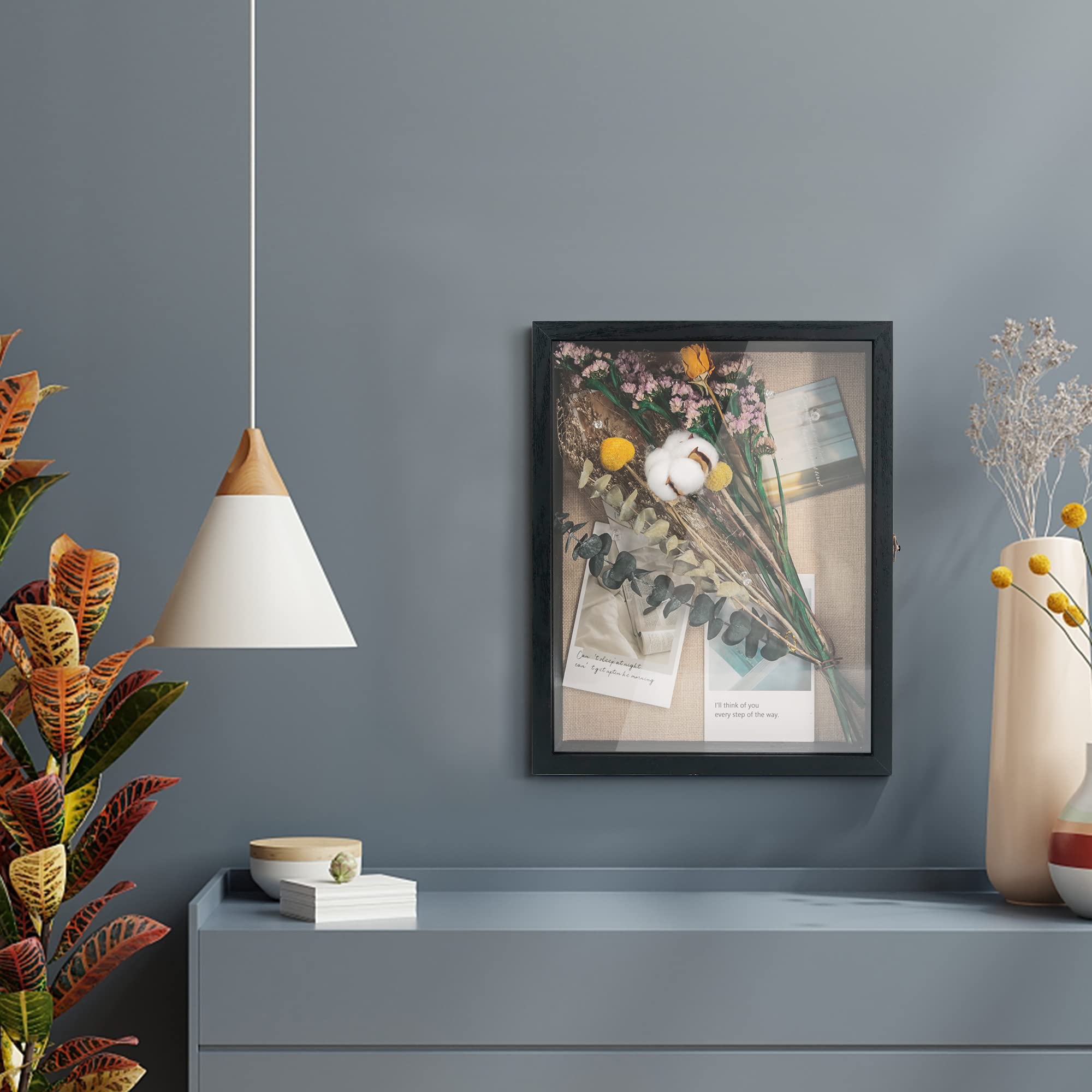 GraduatePro Shadow Box 11x14 Display Case Large Black Frame with Glass Deep Picture Wedding Bouquet Flowers Memorabilia Medals Photos Memory for Keepsakes - Image 2
