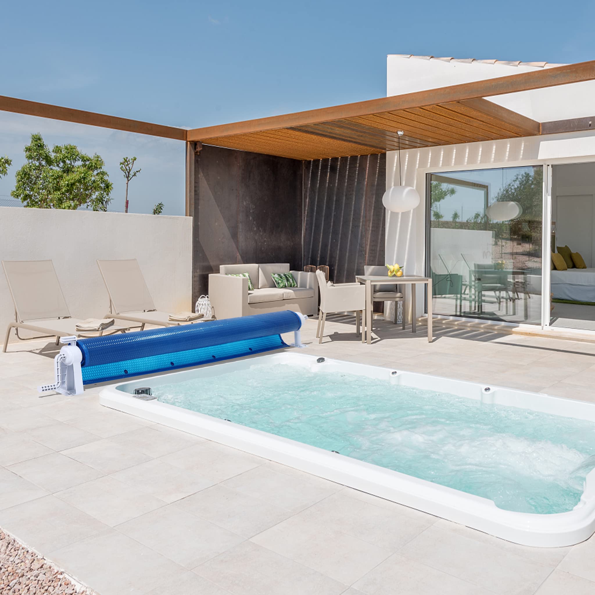 Aufun Pool Aufroller Premium 1,05-6,15 m, Mobiles Aufrollsystem für Poolplane & Abdeckung, fahrbar, witterungsbeständig